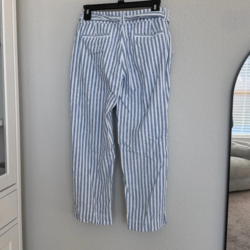 Vineyard Vines Crop Striped Linen Pants - Catamaran Marlin Blue Pockets - Picture 4 of 5